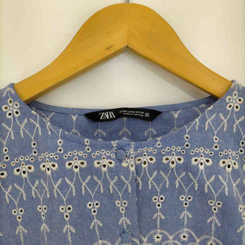 ザラ ZARA 刺繍 パフスリーブブラウス レディース import:M