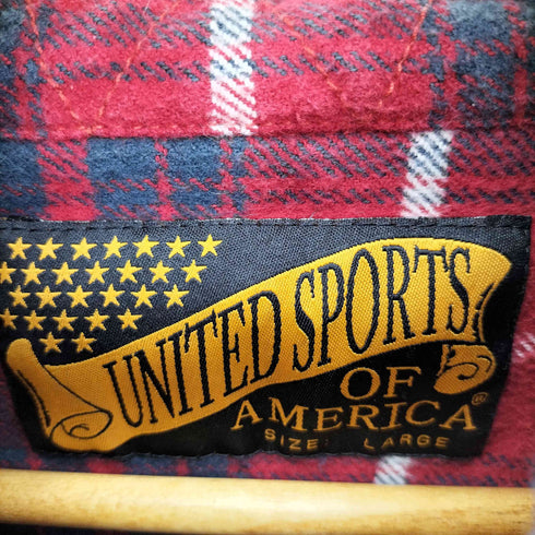ユナイテッドスポーツ UNITED SPORTS フラップポケット フーデッド ヘビー ネル シャツジャケット ネコ目ボタン メンズ import:L