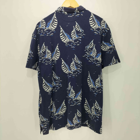 ポロラルフローレン POLO RALPH LAUREN ヨット柄 鹿の子半袖ポロシャツ メンズ XL