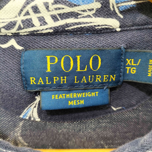 ポロラルフローレン POLO RALPH LAUREN ヨット柄 鹿の子半袖ポロシャツ メンズ XL