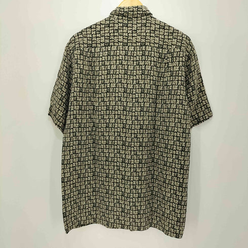 claiborne 90-2000s 総シルク 幾何学模様 半袖シャツ メンズ M