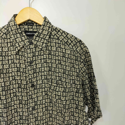 claiborne 90-2000s 総シルク 幾何学模様 半袖シャツ メンズ M