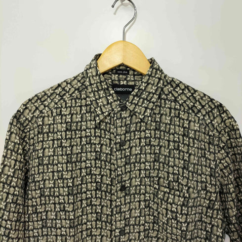 claiborne 90-2000s 総シルク 幾何学模様 半袖シャツ メンズ M