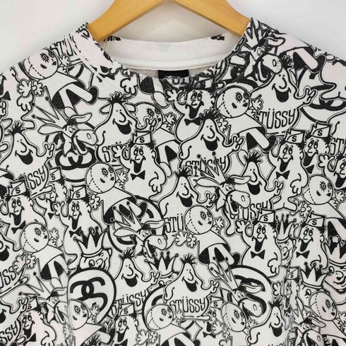 ステューシー Stussy 00s~ メキシコ製 歴代キャラクタープリント 総柄 クルーネックTシャツ メンズ import:L