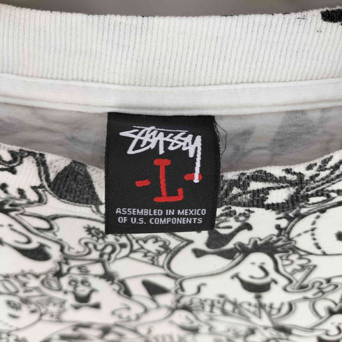 ステューシー Stussy 00s~ メキシコ製 歴代キャラクタープリント 総柄 クルーネックTシャツ メンズ import:L