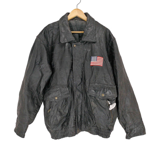 GENUINE LEATHER 継ぎ接ぎデザインジャケット メンズ