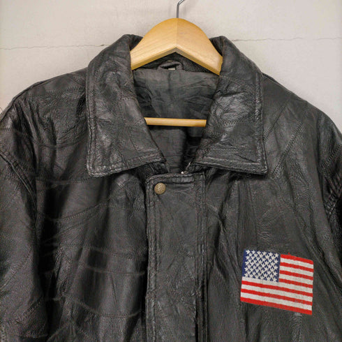 GENUINE LEATHER 継ぎ接ぎデザインジャケット メンズ