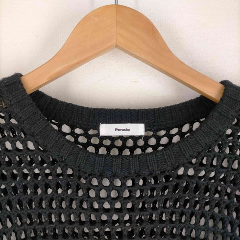 ペルーシュ Perushu ワッペン刺繍ロゴ メッシュニット メンズ JPN:L