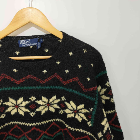 ポロラルフローレン POLO RALPH LAUREN HARD KNIT クルーネック総柄ニット メンズ S
