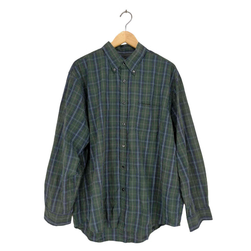 ヴァンヒューゼン VAN HEUSEN マドラスチェック ボタンダウンL/S シャツ メンズ JPN:XL