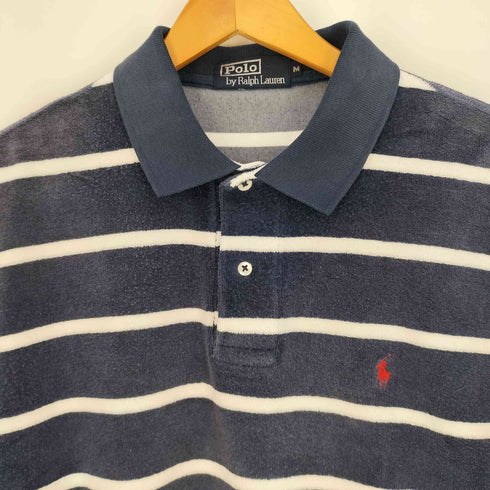 ポロバイラルフローレン Polo by RALPH LAUREN ポニー刺繍 タオル地 ボーダーポロシャツ メンズ import:M