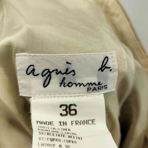 アニエスベーオム Agnes b.homme 80-90s フランス製 総リネンストレートスラックスパンツ メンズ 36