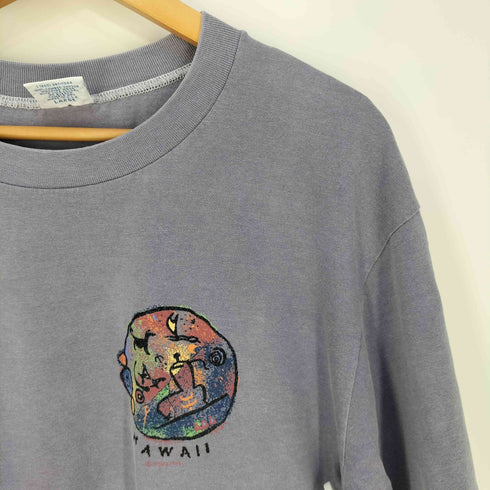 クレイジーシャツ CRAZY SHIRTS 80-90s USA製 KI'I POHAKU ANCIENT STONE ART HAWAII PETROGLYPH プリント クルーネックTシャツ メンズ import:L