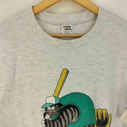 クレイジーシャツ CRAZY SHIRTS 80-90s USA製 KLIBAN CAT 両面プリント クルーネックTシャツ メンズ import:S