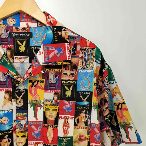 プレイボーイ PLAYBOY 18SS ピンナップガール 全面プリントオープンカラーシャツ 開襟シャツ メンズ S