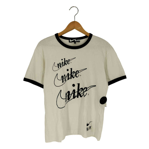 ブラックコムデギャルソン BLACK COMME des GARCONS 筆記体ロゴ 3連 クルーネック リンガーTシャツ メンズ JPN:L