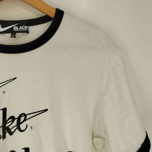 ブラックコムデギャルソン BLACK COMME des GARCONS 筆記体ロゴ 3連 クルーネック リンガーTシャツ メンズ JPN:L