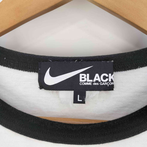 ブラックコムデギャルソン BLACK COMME des GARCONS 筆記体ロゴ 3連 クルーネック リンガーTシャツ メンズ JPN:L