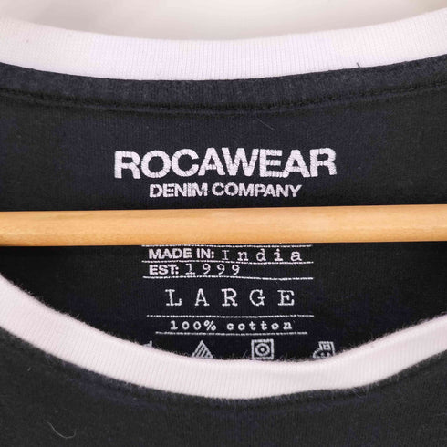 ロカウェア Rocawear ひび割れ加工 フロントプリント クルーネック リンガーTシャツ メンズ import:L
