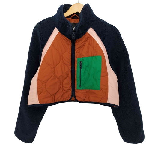 ザラ ZARA カラーブロックフリースクロップドジャケット レディース L