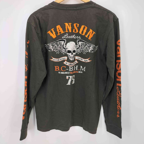 バンソン VANSON ドクロ刺繍 長袖カットソー メンズ L