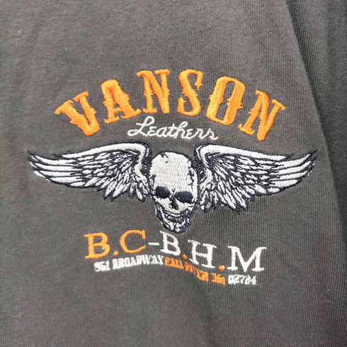 バンソン VANSON ドクロ刺繍 長袖カットソー メンズ L