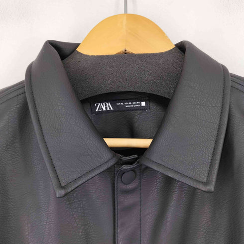 ザラ ZARA フェイクレザー S/S シャツ メンズ import:XL