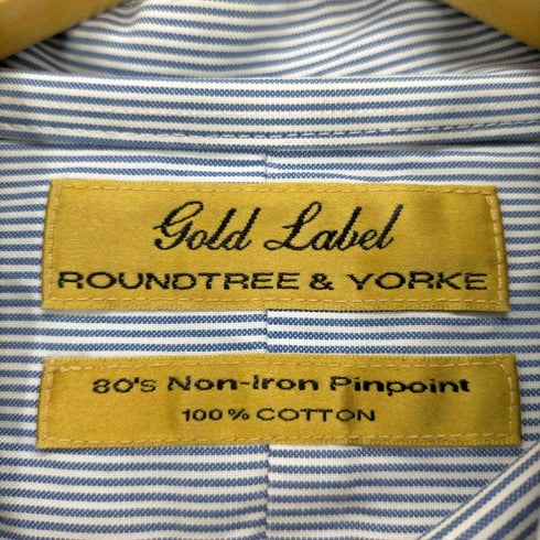 ラウンドツリーアンドヨーク roundtree&yorke GOLD LABEL ストライプボタンダウンシャツ メンズ 16 1/2 35