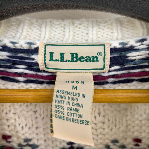エルエルビーン L.L.Bean 香港製 ラミーコットン 総柄 クルーネックニット メンズ JPN:M