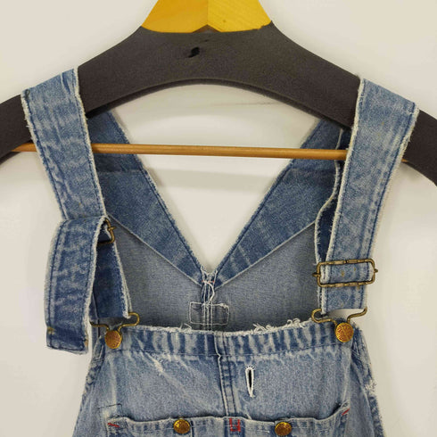 ラウンドハウス ROUND HOUSE 70~80S 中央線路シンプルタグ デニムオーバーオール キノコワッペンカスタム メンズ