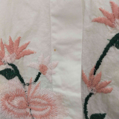 ザラ ZARA 花柄刺繍ノーカラーシャツ レディース M
