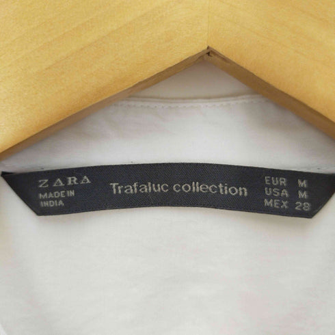 ザラ ZARA 花柄刺繍ノーカラーシャツ レディース M