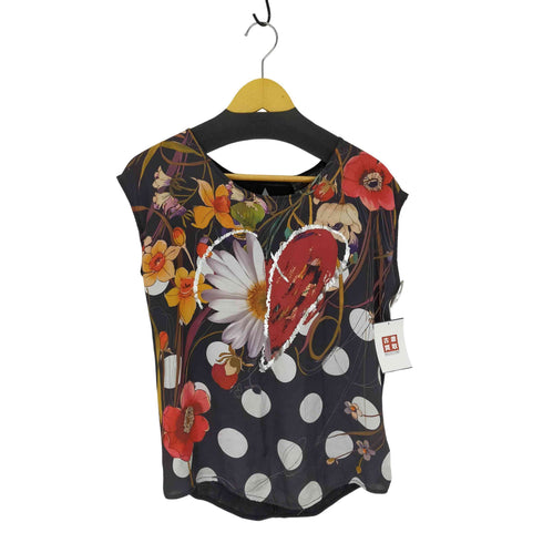 デシグアル Desigual 総柄レーヨンノースリーブ ハート 花 レディース import:XS
