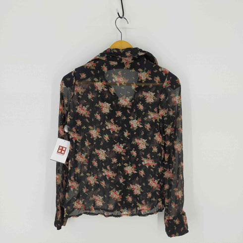 セシルマクビー CECIL McBEE 総柄シアーシャツブラウス 花 ピンストライプ 装飾デザイン レディース