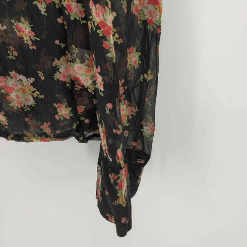 セシルマクビー CECIL McBEE 総柄シアーシャツブラウス 花 ピンストライプ 装飾デザイン レディース