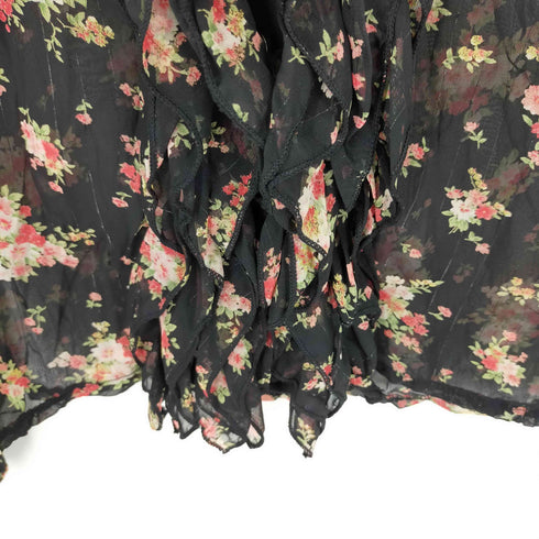 セシルマクビー CECIL McBEE 総柄シアーシャツブラウス 花 ピンストライプ 装飾デザイン レディース
