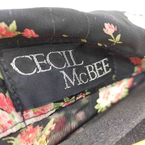 セシルマクビー CECIL McBEE 総柄シアーシャツブラウス 花 ピンストライプ 装飾デザイン レディース