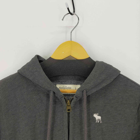 アバクロンビーアンドフィッチ Abercrombie & Fitch ジップアップフーディー スモールロゴ刺繍 裏起毛 メンズ import:L
