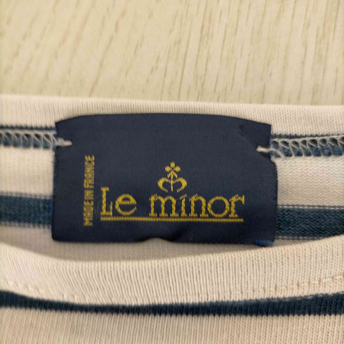 ルミノア Le minor コットンボーダーボートネックカットソー レディース