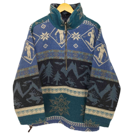 エルエルビーン L.L.Bean 70-80s ノルディック柄 ハーフジップ フリースジャケット メンズ import:M