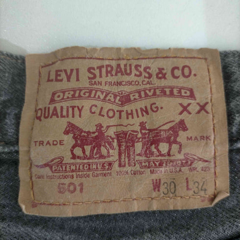 リーバイス Levis 90s MADE IN USA 501-0658 ボタンフライ 先染めブラックデニムボタン裏653 メンズ W30 L34