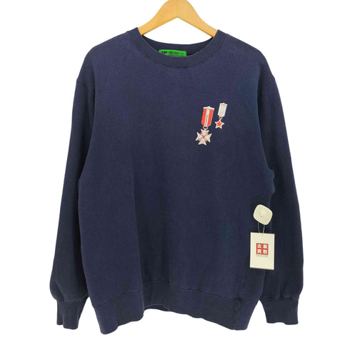 cozygen 裏起毛 バッジプリント クルーネック トレーナー メンズ