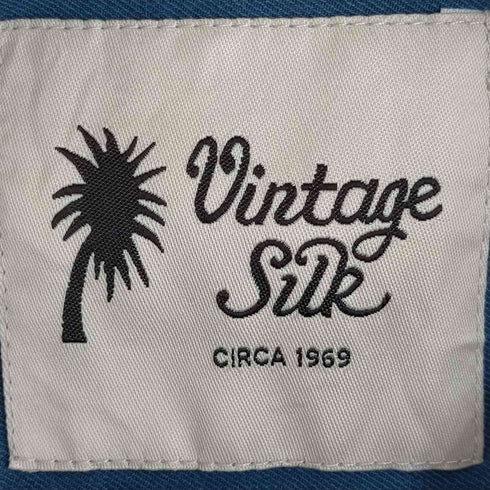 Vintage Silk シルク100 刺繍 オープンカラーシャツ 開襟 メンズ import:XL