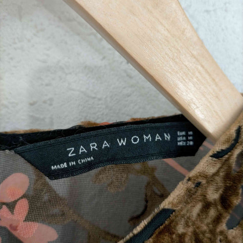 ザラ ZARA 花柄ロングシアーワンピース レディース