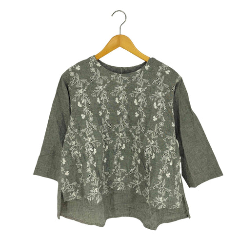 コットンハウスアヤ Cotton House Aya Yesterday Cross 花柄刺繍 コットンリネン ブラウス レディース JPN:M