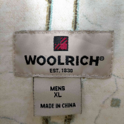 ウールリッチ WOOLRICH BLUEGRASS FISH & MAP フィッシュプリント 総柄 半袖ボタンダウンシャツ メンズ import:XL