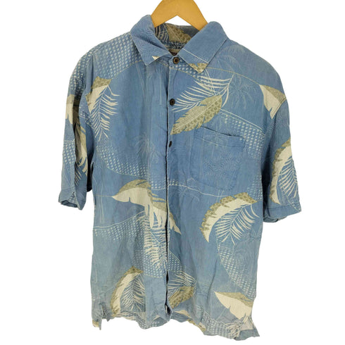 トミーバハマ Tommy Bahama ウッドボタン ハワイアン刺繍 S/S シルク シャツ メンズ import:L