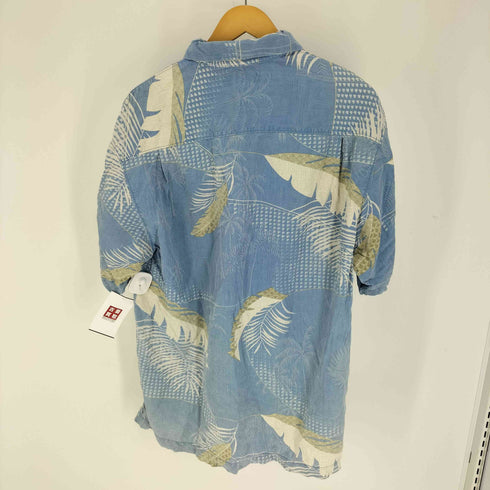 トミーバハマ Tommy Bahama ウッドボタン ハワイアン刺繍 S/S シルク シャツ メンズ import:L