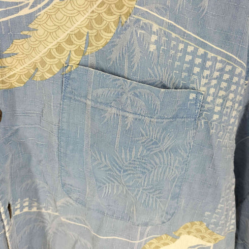 トミーバハマ Tommy Bahama ウッドボタン ハワイアン刺繍 S/S シルク シャツ メンズ import:L