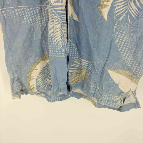 トミーバハマ Tommy Bahama ウッドボタン ハワイアン刺繍 S/S シルク シャツ メンズ import:L